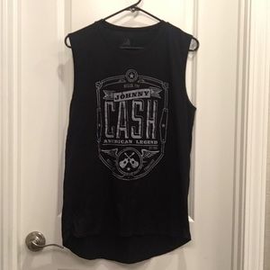 Black Johnny Cash High-Low Graphic Tank